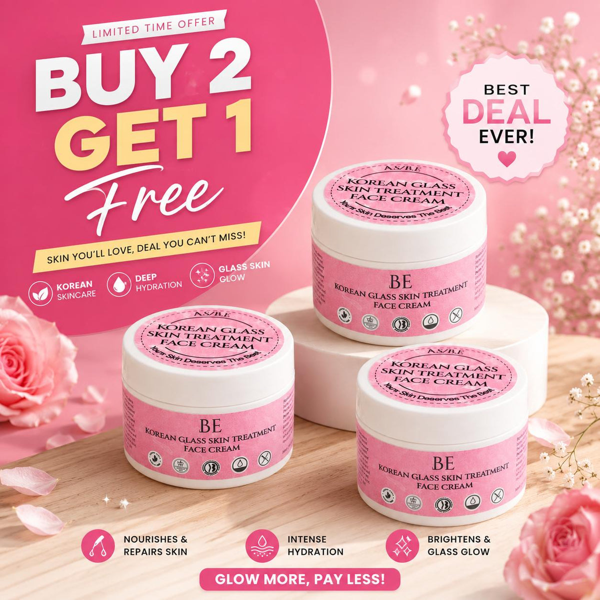 Korean Glass Night Cream BUY 2 Get 1 FREE (30 gm each)