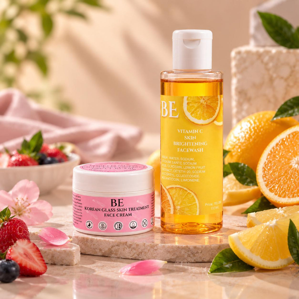 Korean Glass Night Cream & Vit C Facewash Kit